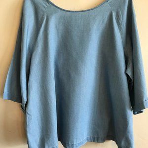 Lane Bryant Denim Blouse w/ Tie Detail in Back